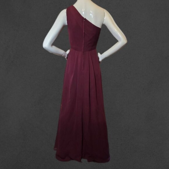 DAVID'S BRIDAL Burgundy Wine Formal Prom Bridesmaid Full  Length Gown sz 2 - Picture 3 of 8